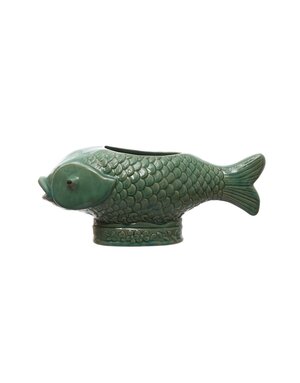 Fish Planter, Turquoise, Holds 7" Pot
