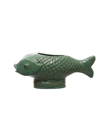 Fish Planter, Turquoise, Holds 7" Pot