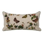 Lumbar Pillow with Butterflies & Flowers, 24"x 12"