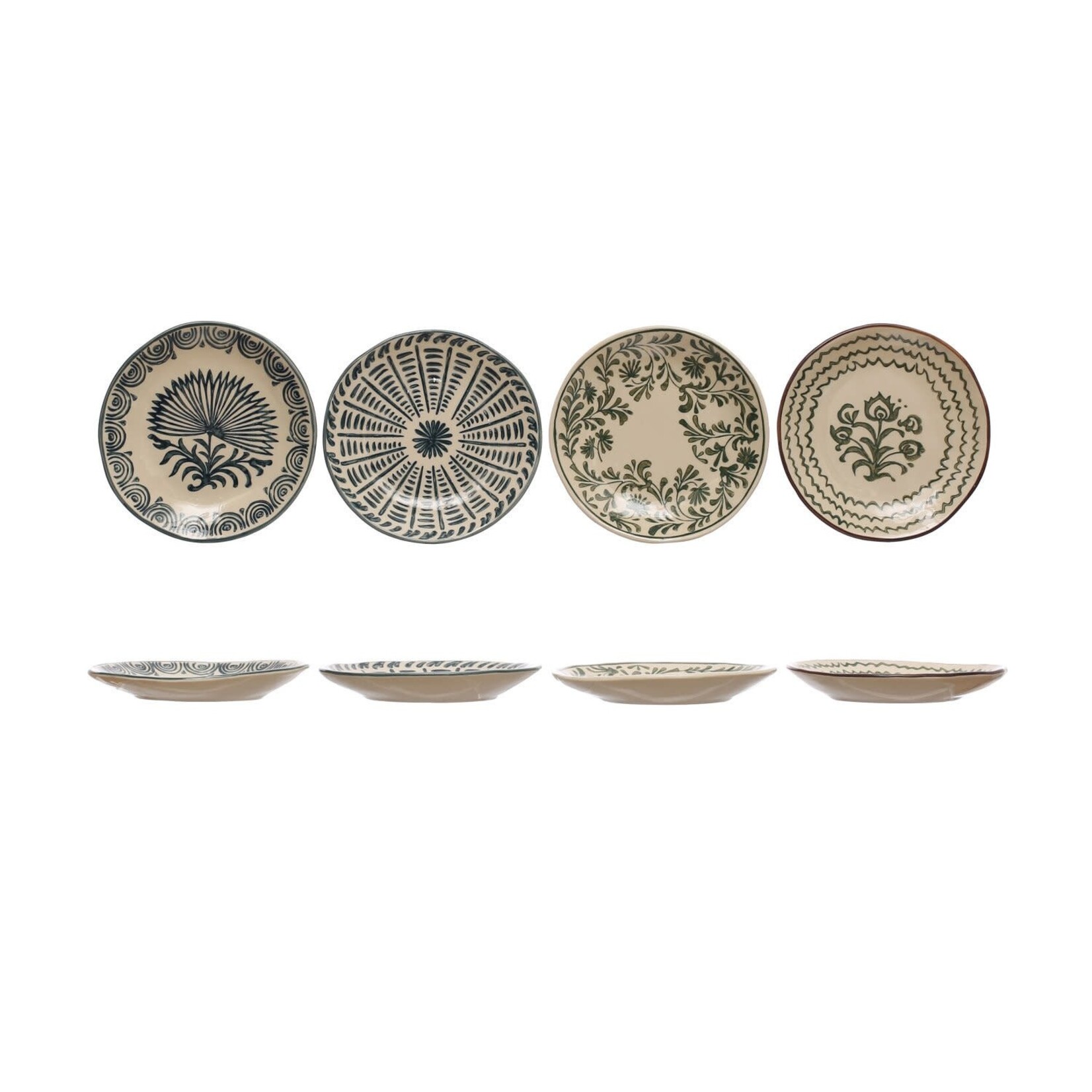 Hand-Painted Stoneware Plate with Floral Design, Assorted, 6"Rnd