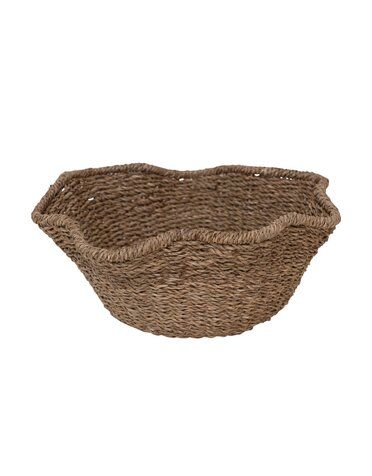 Woven Bankuan & Rattan Ruffled Bowl, 15"Rnd x 8"H
