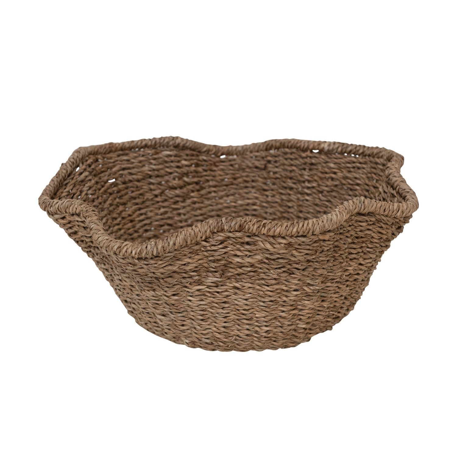 Woven Bankuan & Rattan Ruffled Bowl, 15"Rnd x 8"H