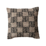 Square Woven Indoor/Outdoor Pillow with Block Pattern, 20"