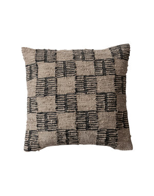 Square Woven Indoor/Outdoor Pillow with Block Pattern, 20"