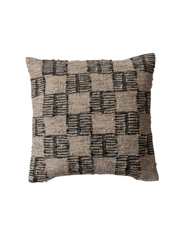 Square Woven Indoor/Outdoor Pillow with Block Pattern, 20"