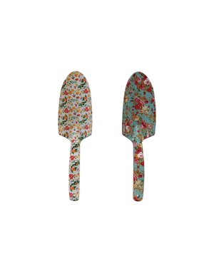 Aluminum Garden Spade with Floral Pattern, White, 10.5"