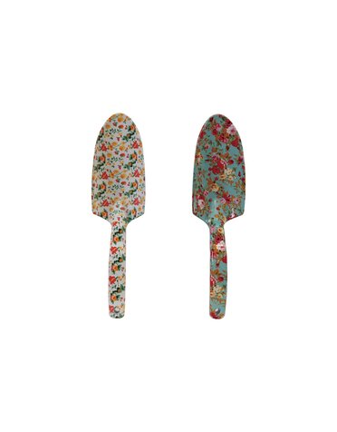Aluminum Garden Spade with Floral Pattern, White, 10.5"