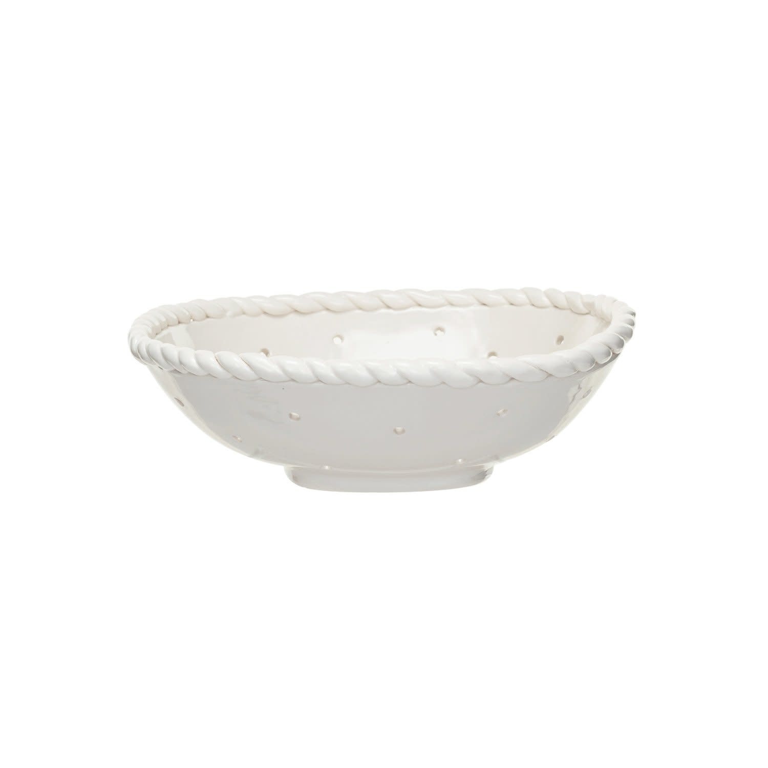 Stoneware Colander with Hand Twisted Edge, 10"x 3"