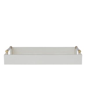 Wooden Tray with Metal Handles, White, 20"x 12"