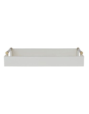 Wooden Tray with Metal Handles, White, 20"x 12"