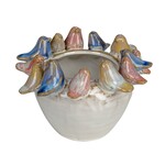 Planter with Colorful 3D Birds on Rim, 5"Rnd