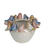 Planter with Colorful 3D Birds on Rim, 5"Rnd