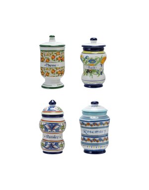Thyme Ceramic Canister, 4"Rnd x 6"