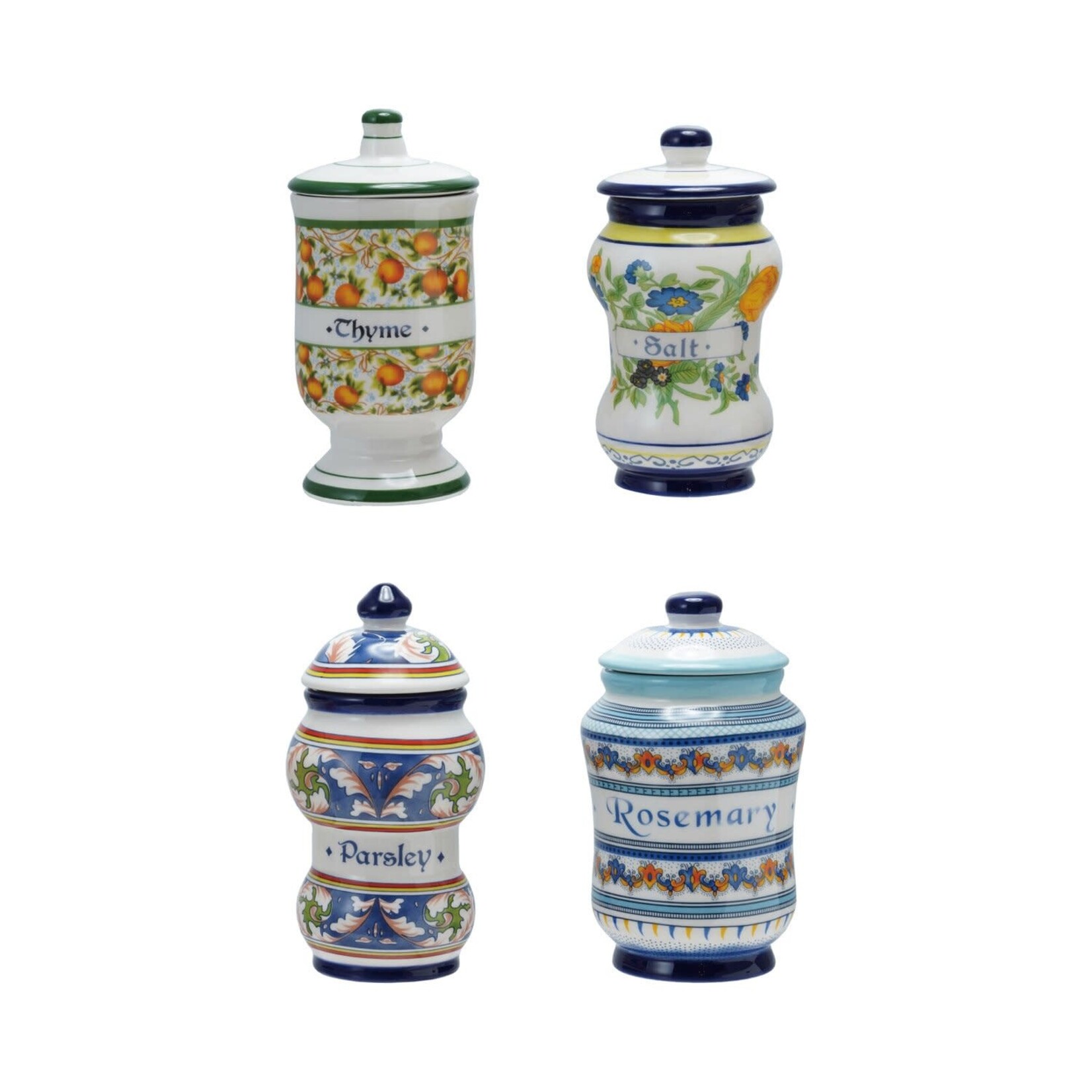 Rosemary Ceramic Canister, 4"Rnd x 6"