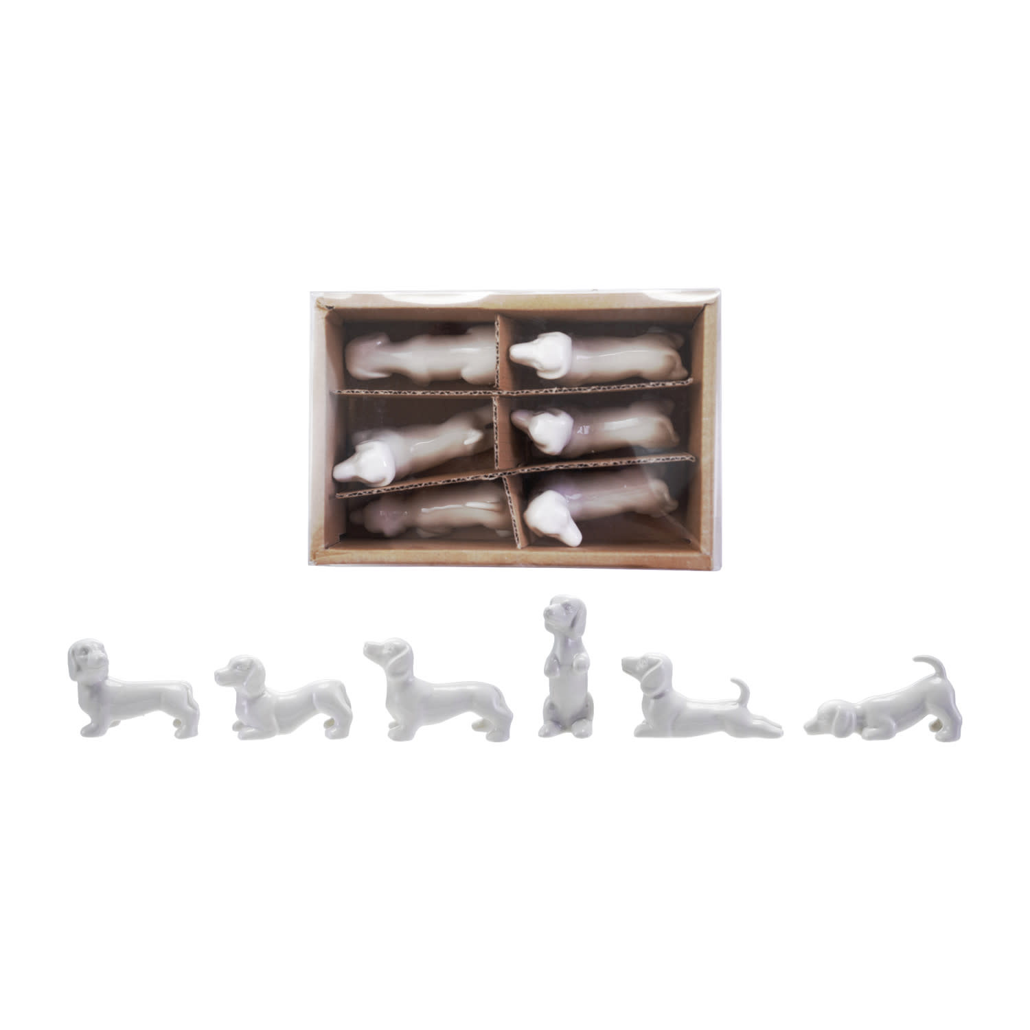 Stoneware Dogs in Box, Set of 6, 3"