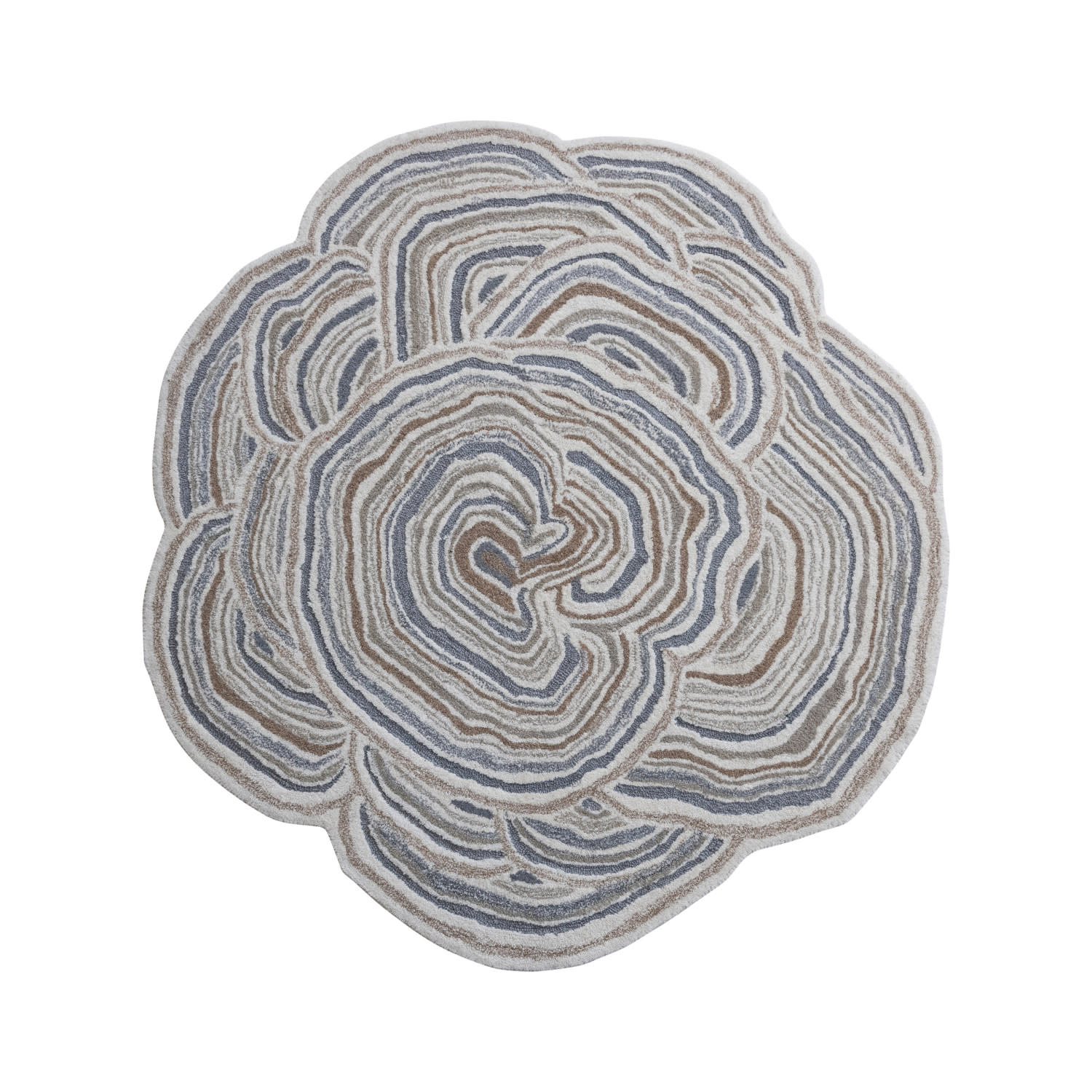 Round Wool & Cotton Tufted Organic Shaped Rug, 5' Rnd