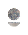 Stoneware Footed Bowl, Blue & White Glaze, 6"Rnd x 3"