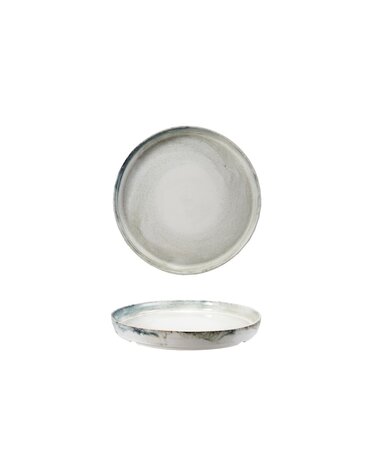 Stoneware Platter, Blue & White Glaze, 15"Rnd