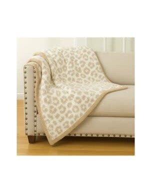 Fennco Styles Leopard Throw Blanket, Beige, 50 X 60