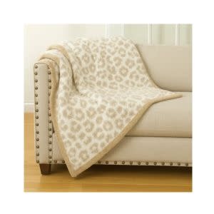 Fennco Styles Leopard Throw Blanket, Beige, 50 X 60