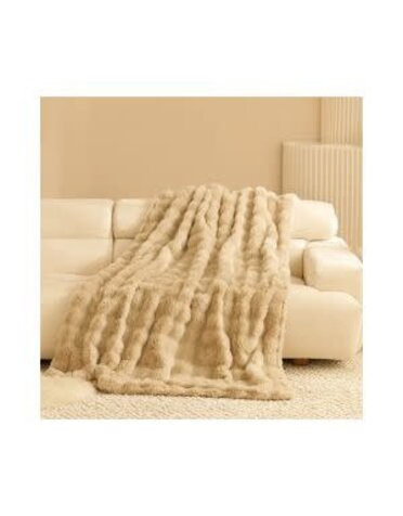 Fennco Styles Bubble Faux Fur Throw Blanket, Natural, 50 X 60 in.