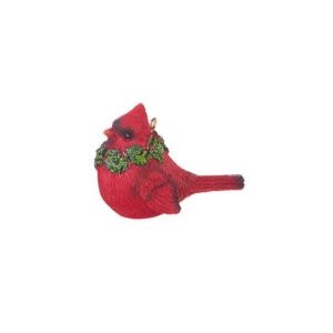 Cardinal with Wreath Ornament,  2.5 in.
