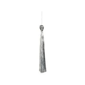 Silver Tinsel Tassel Ornament, 8.5 in.
