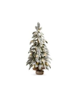 Lighted Flocked Pine Tree in Bag, 28 in.