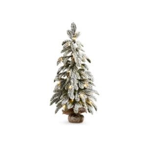 Lighted Flocked Pine Tree in Bag, 28 in.