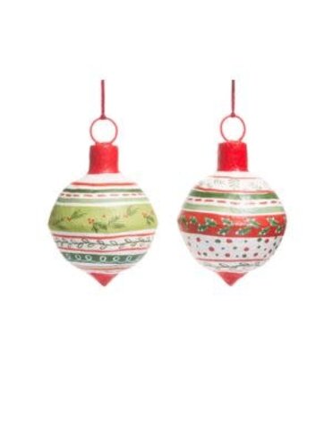 Pattern Christmas Paper Mache Ornament, 12 in., Assorted Designs