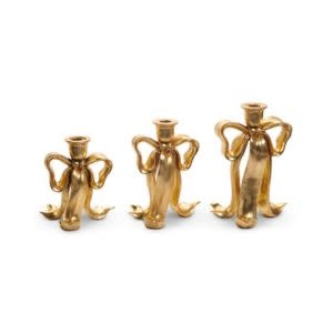 Bow Candlesticks, Set of Three, 9 in.