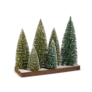 Bottle Brush Trees on Platform, 13 in.