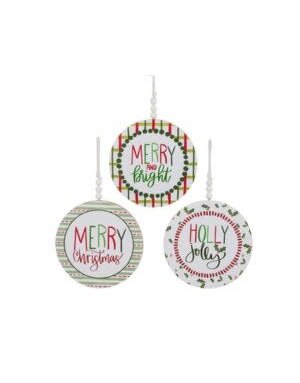Pattern Christmas Disk Ornament, 9 in., Assorted