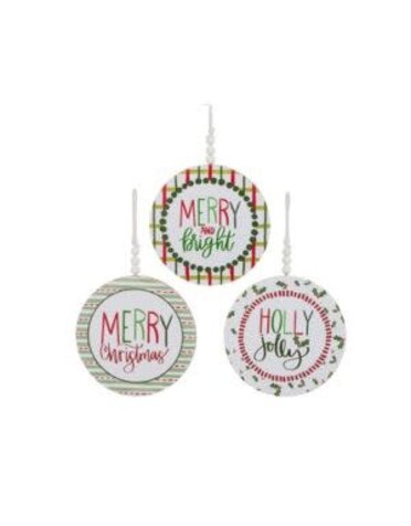 Pattern Christmas Disk Ornament, 9 in., Assorted