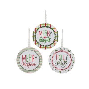 Pattern Christmas Disk Ornament, 9 in., Assorted
