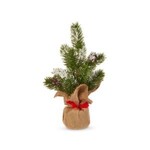 Snowy Pine Tree in Burlap Bag, 10 in.