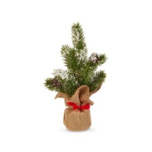 Snowy Pine Tree in Burlap Bag, 10 in.