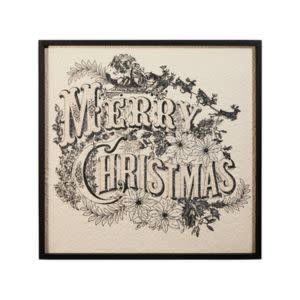 Vintage Merry Christmas Wall Art, Black, 22 in.