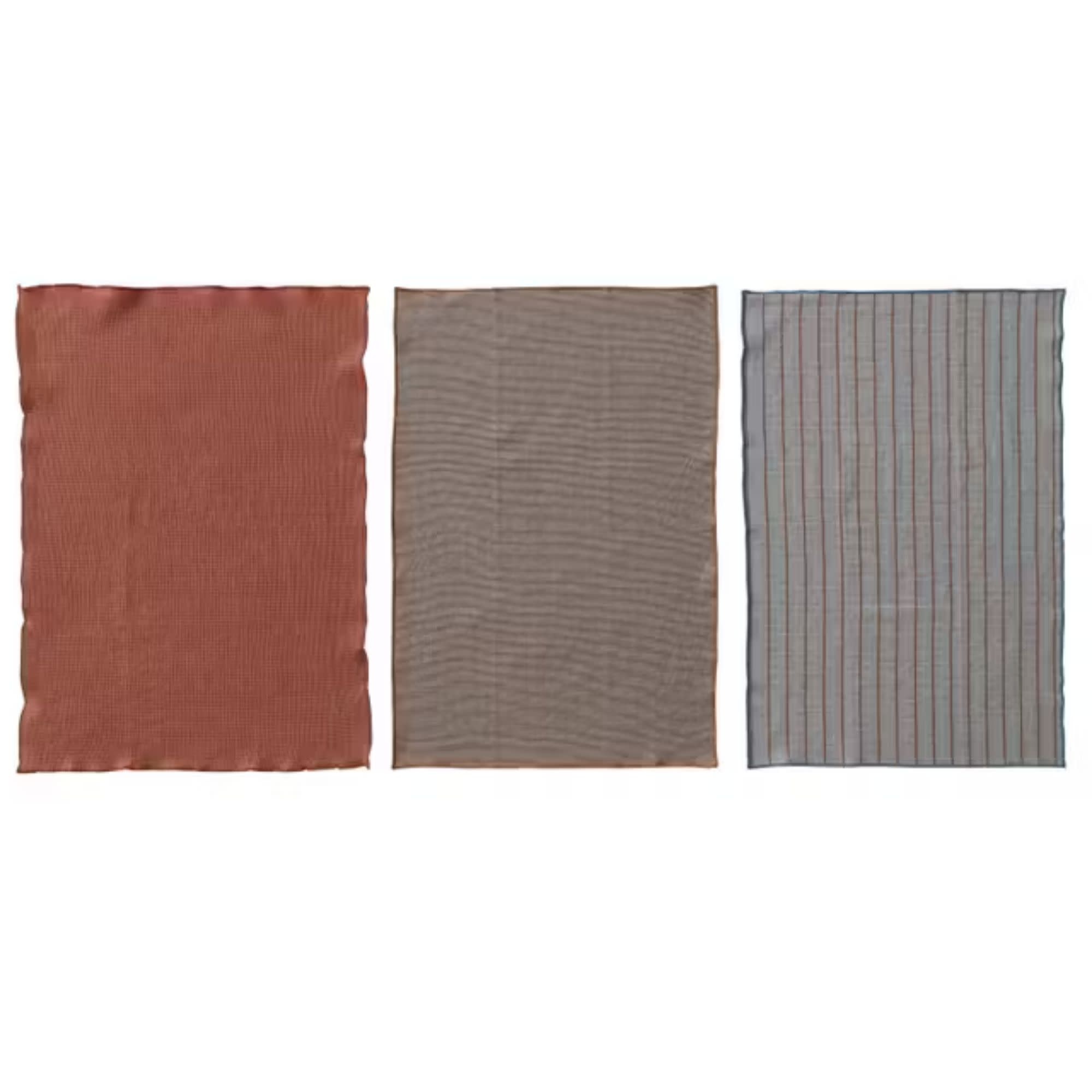 Woven Cotton Tea Towels with Stitched Edge, Set of 3