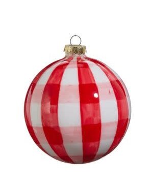 Red Gingham Ball Ornament, 5 in