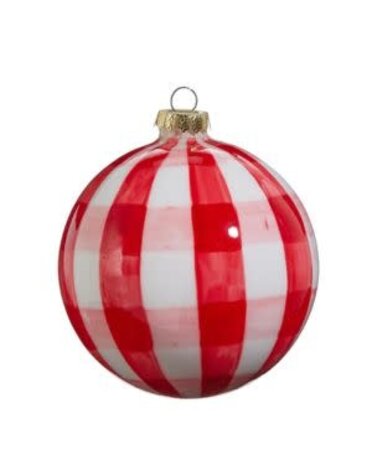 Red Gingham Ball Ornament, 5 in