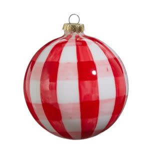 Red Gingham Ball Ornament, 5 in !!