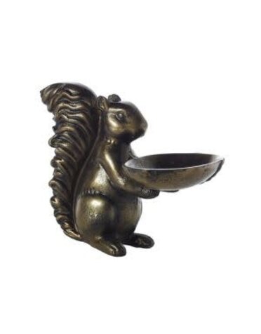 E&E Squirrel Figurine Bowl, Bronze, 10 in.