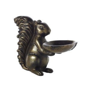 Squirrel Figurine Bowl, Bronze, 10 in.