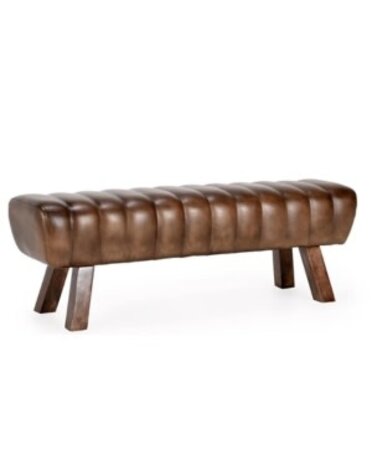 Florian Leather Bench, Camel, 52 X 14 X 19, Furniture Available for Local Delivery or Pick Up