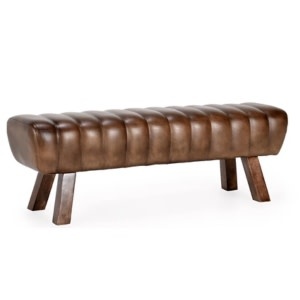 Florian Leather Bench, Camel, 52 X 14 X 19, Furniture Available for Local Delivery or Pick Up