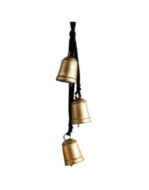 Three-Bell Hanger with Green Velvet, Gold, 16 in.