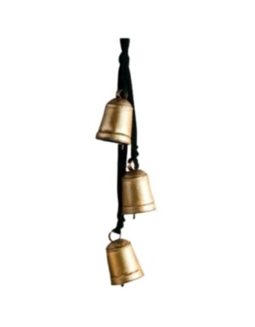 Three-Bell Hanger with Green Velvet, Gold, 16 in.