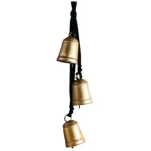 Three-Bell Hanger with Green Velvet, Gold, 16 in.