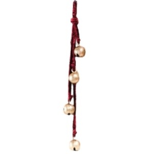 Gold Bells on Red Velvet Rope, 24 in.